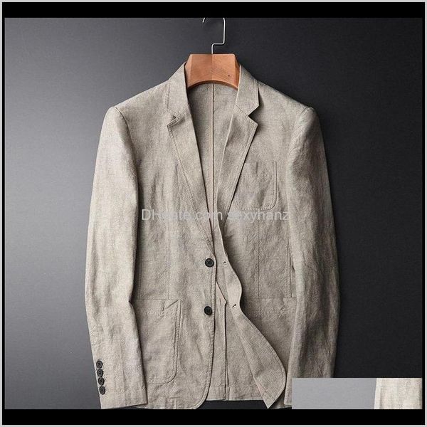 

suits & blazers mens clothing apparel drop delivery 2021 minglu blazer man 55percent linen 45percent cotton suit jacket spring autumn casual, White;black