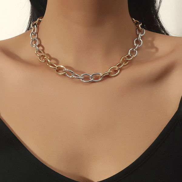 

pendant multi-layer hollow chain necklace short clavicle chain cool wind jewelry, Silver