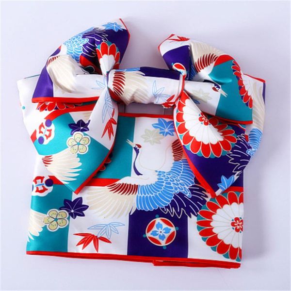 

japanese style kimono belt bow-knot haori obi shaped yukata accessories kanagawa costume multi-patterns butterfly cotton robe ethnic clothin, Red