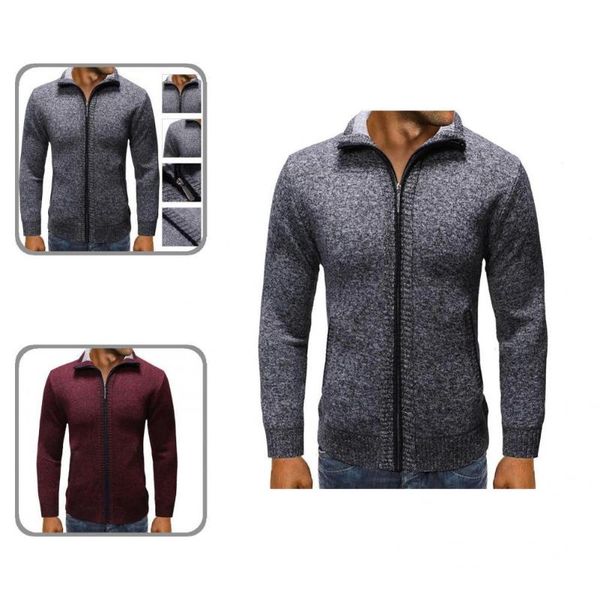 

men's sweaters cardigan sweater skin-friendly cold resistant stand collar zipper closure knitted knitwear, White;black