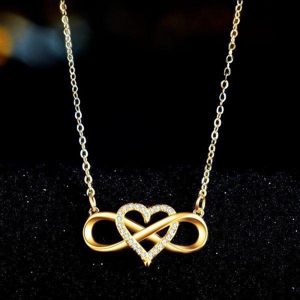

chains fashion european and american style women's gold heart-shaped lucky diamond necklaces love pendant necklace jewelry, Silver