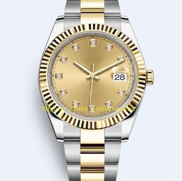 

20 style in original box watch mens new ii diamond dial two tone 18k gold 116333 126334 116300 asia 2813 movement mechanical men's auto, Slivery;brown