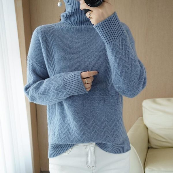 

women's sweaters pullover sweater women 2021 plus size solid wool turtleneck ladies clothes loose casual knit inde top, White;black