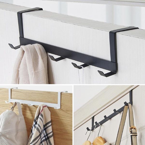 

hooks & rails 5 coat rack wall mounted heavy duty hanger, metal hook rail for clothes hat towel jacket