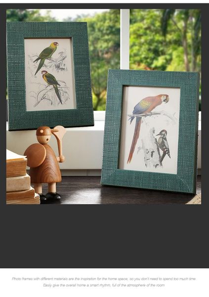 

solid wood po frame 6~7 inch exquisite set-up table, decorative painting, holiday gift, home art, green bird frames