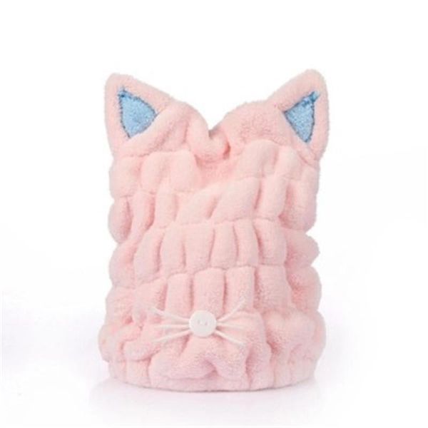 

towel soft drying lovely cat bath strong absorbing quick dry hair hat cap microfiber shower coral velvet wrap