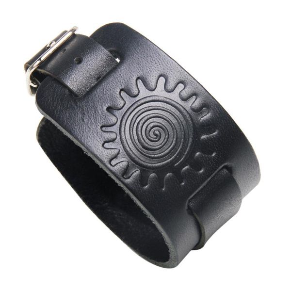 

charm bracelets cool sun geniune leather punk style for tough men gift length adjustable wrist band, Golden;silver