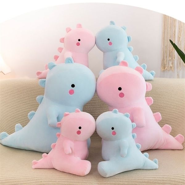 40 ~ 65 cm Dinozor Peluş Oyuncaklar Kawaii Yumuşak Dinozor Bebekler Peluş Yastık PP Pamuk Dolması Mavi Pembe Dino Plushie Bebek Çocuklar Için 220209