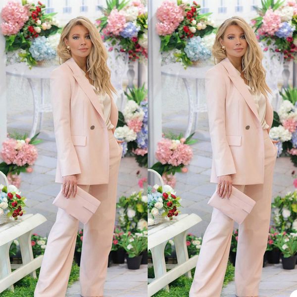 Summer Light Pink Women Suits Red Carpet Fashion Evening Party Prom Blazer Office Lady Outfit Smoking (giacca + pantaloni)