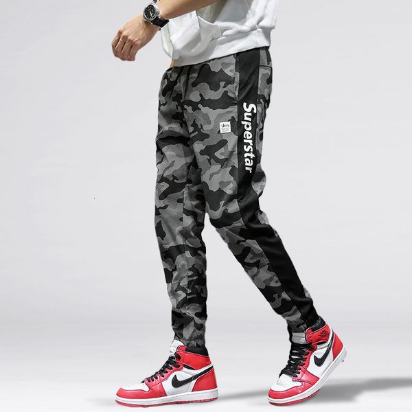 

men's pants hip hop camouflage overalls pantalon cargo homme leggings slacks casual trousers loose wild harem feet guard 1i7n, Black