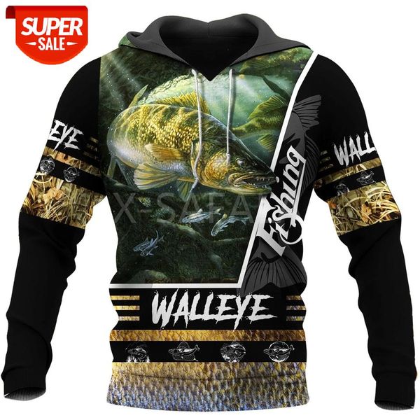 

walleye fishing wildfish 3d all print plus hoodie man women harajuku outwear zipper pullover sweatshirt casual jacket #r41e, Black