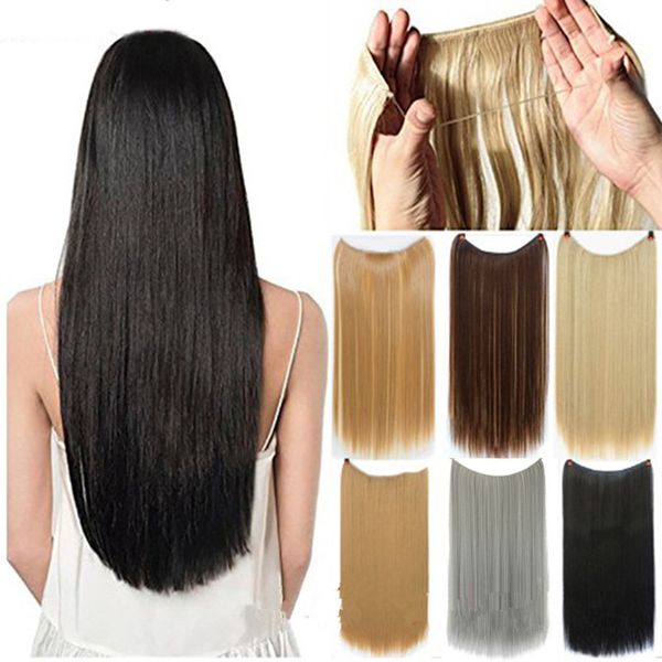 22 26 polegadas loop reto micro anel extensões de cabelo sintético trama de silk de alta temperatura 17 cores fl015