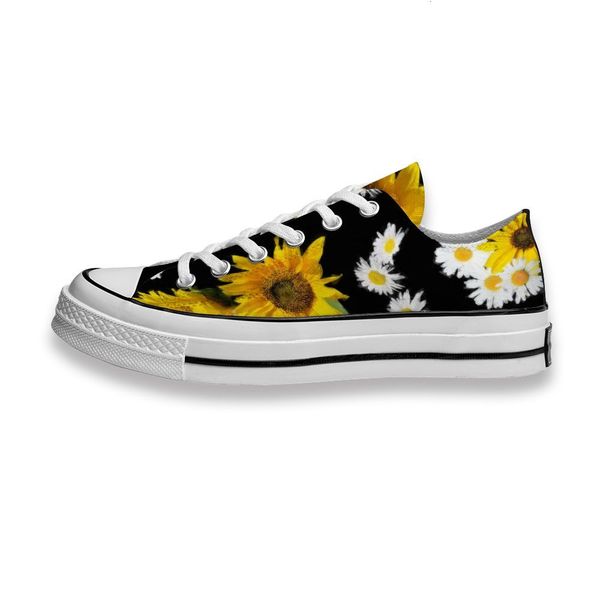 

custom printed shoes black white sunflower sneakers low mens womens skateboard sport footwear diy trainers canvas casual shoe rpvq l9rj