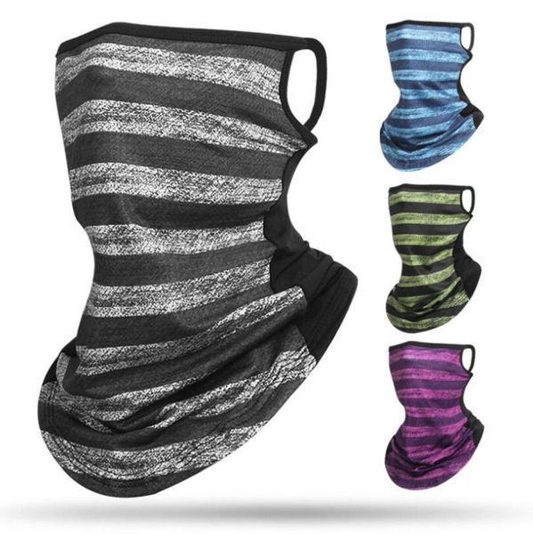 

cycling caps & masks summer men women cooling magic scarf ice silk hunting half face mask stripe tactical balaclava neck gaiter sport bandan, Black