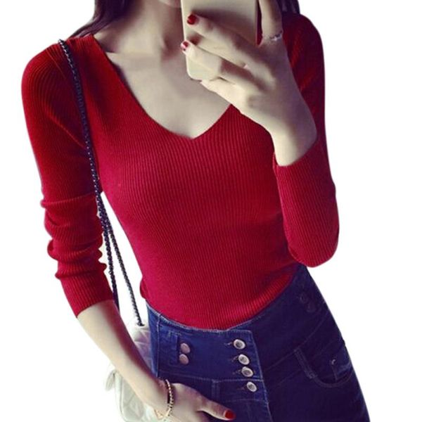 

women's sweaters women v-neck knitwear long sleeve sweater casual slim fit autumn oufits cgu 88, White;black