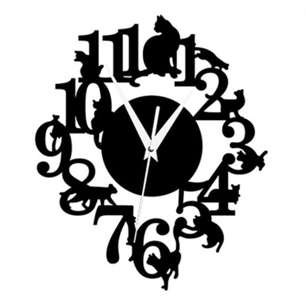 

wall clocks gz004 acrylic black cat clock study room bedroom stickers waterproof