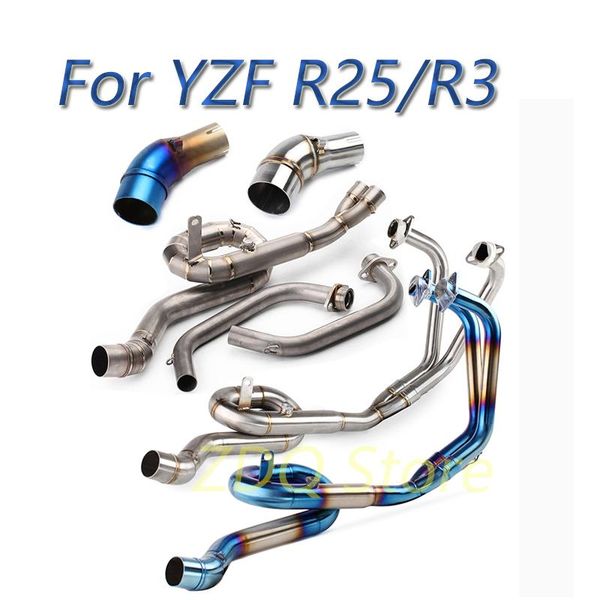 

motorcycle exhaust system adapter middle pipe muffler stainless steel full motorcross for yzf r3 r25 2021