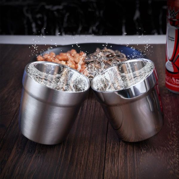 

creative stainless steel beer mug double wall tea cup tumbler drinkware water coffee mugs arc straight matte home bar drinki