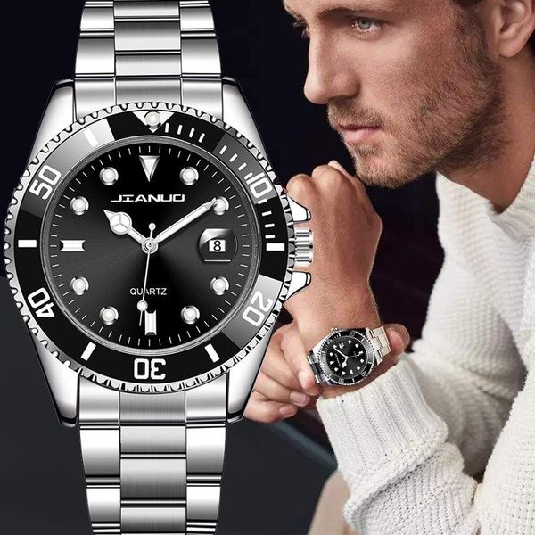 

wristwatches famous men's luxury quartz watch men full stainless steel casual watches relogio masculino green, Slivery;brown