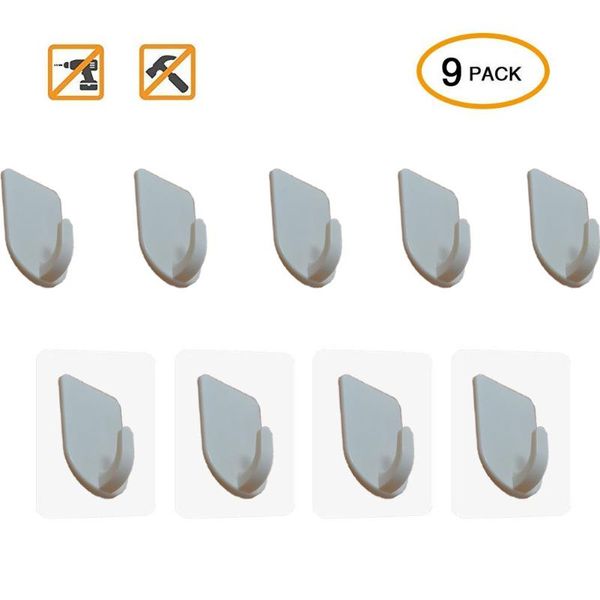 

9pcs hook plastic door rectangle holder mucilage glue practical traceless hanger hooks & rails