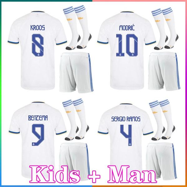 

men's t-shirts 2021 2022 real madrides kids + man 21-22 hazard white shirt marcelo children benzema modric valverde, White;black