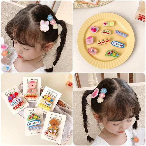 

hair accessories 3 pcs/set children cute acrylic cartoon heart ornament clips baby girls lovely barrettes hairpins kids, Slivery;white
