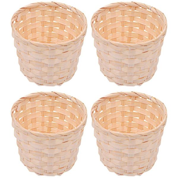 

storage baskets 4pcs bamboo woven basket decorative flower sundries organizer