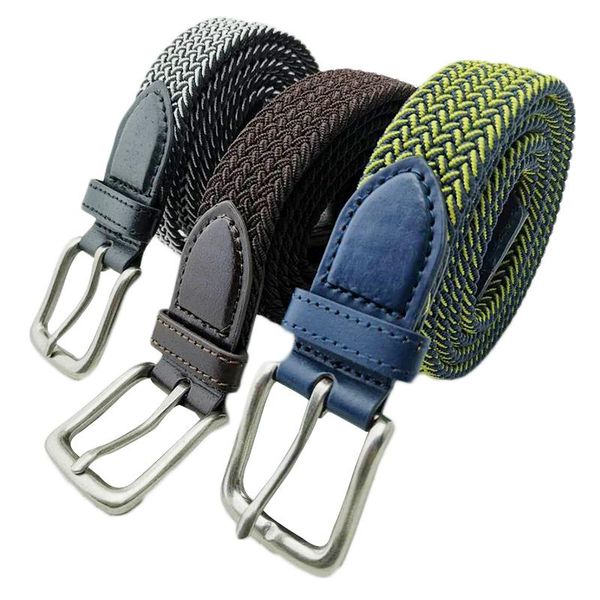 

belts tactikal belt women's casual waist stretch knitted mens color mix woven canvas elastic plain webbing trouser, Black;brown