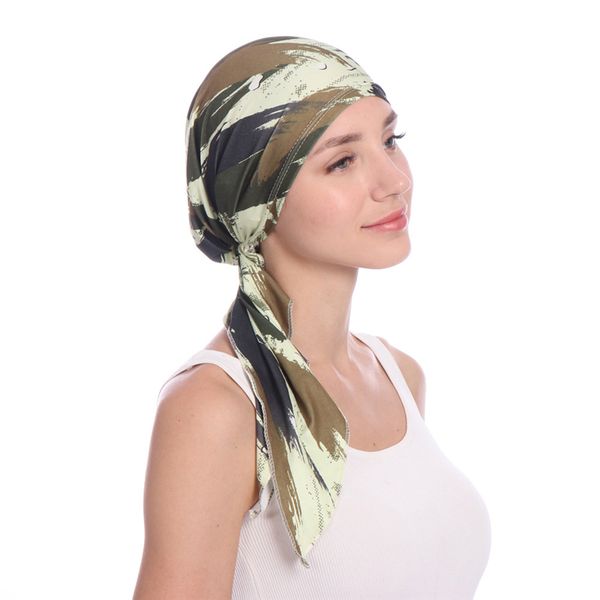 Nuovo cappello da turbante invernale da donna Cappello da donna in cotone traspirante Cappello con berretto in tessuto elastico Cappello da donna Accessori per capelli Berretto con sciarpa musulmana