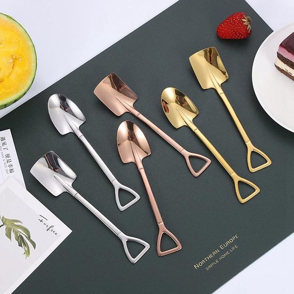 

forks 304 creative retro shovel coffee spoon stainless steel dessert watermelon ice cream tip flat gou