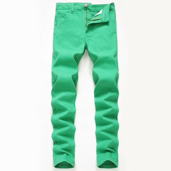 

fashion slim skinny jeans casual pants trousers male green ripped men's, Blue