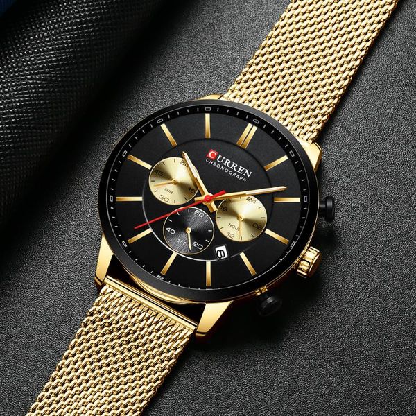 

wristwatches curren men classic casual quartz watch stainless steel waterproof fashion business relogio masculino, Slivery;brown