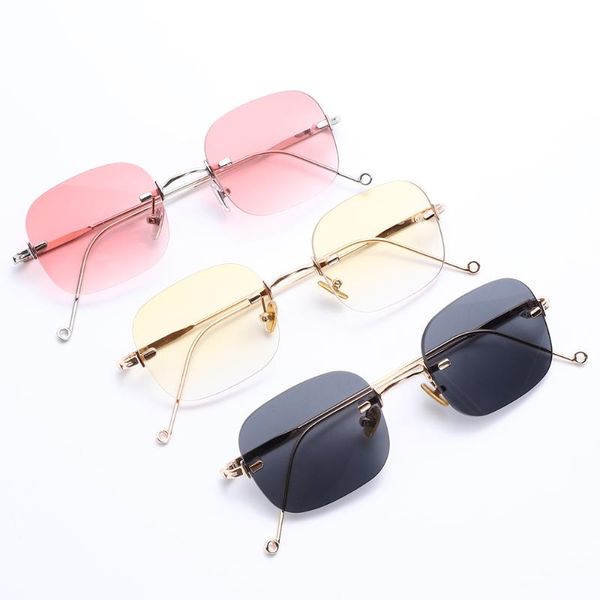 

sunglasses classic rectangle vintage fashion metal frame uv400 lens sun glasses gradient ocean streetwear accessories, White;black