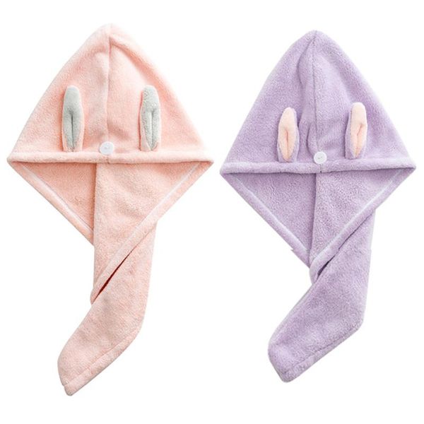 

towel 2pcs quick ear shower caps dry reusable hair wraps flower family friends
