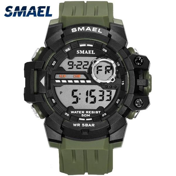 

wristwatches smael sports digital men's watch led luminous display satch timer rubber bracelet drop-proof and waterproof, Slivery;brown