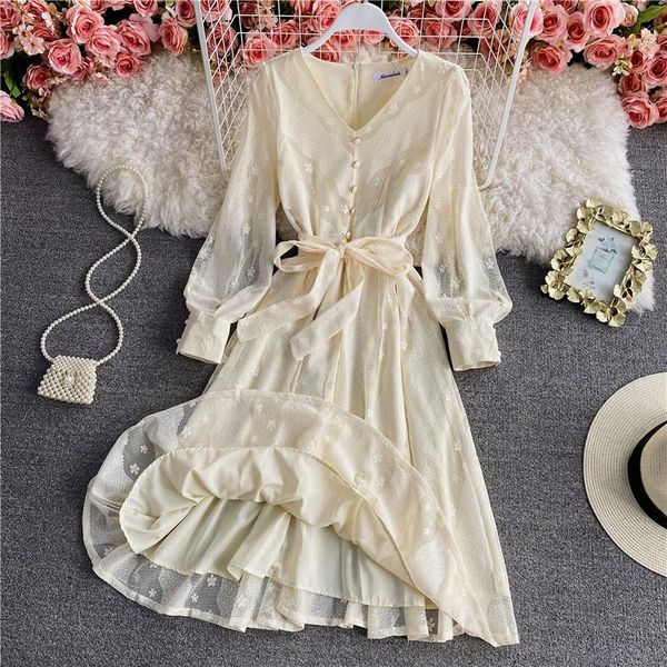 

casual dresses winter vintage print long sleeve dress spring women v neck slim patchwork cake elegant party vestidos, Black;gray