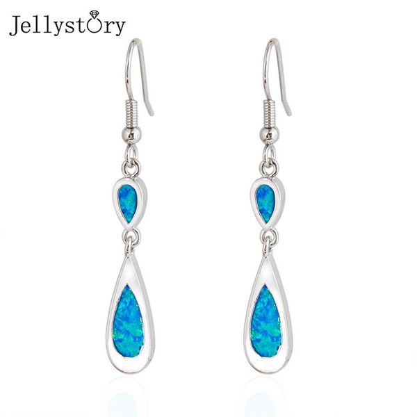 

dangle & chandelier jellystory trendy silver 925 jewelry earrings for women oval blue opal gemstone drop fashion wedding gifts wholesale