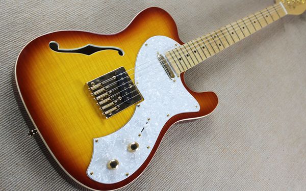 

electric guitar alder alder semi-hollow body gold accessories tiger veneer sunset