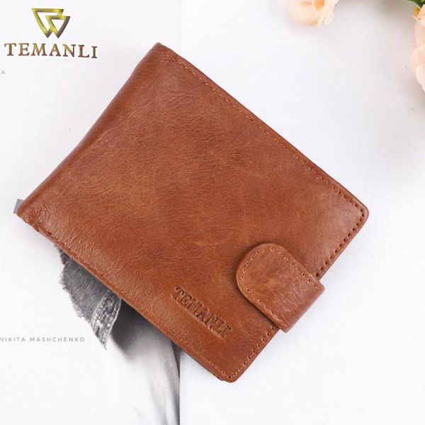 

men's short leather wallet thin retro wallets, Red;black