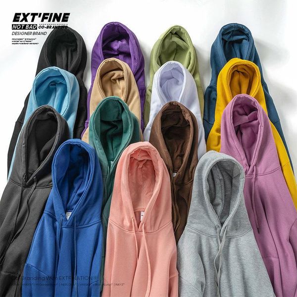 

men's hoodies & sweatshirts extfine oversized hooded men basic hiphop male pullovers streetwear clothing, Black