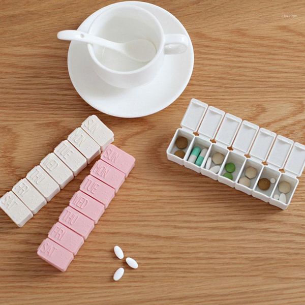 

storage bottles & jars portable 7 days one week small case mini pillbox container dispenser independent lattice plastic