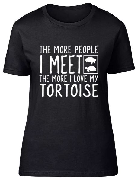 

womens the more people i meet the more i love my tortoise ladies fitted t-shirt, White;black