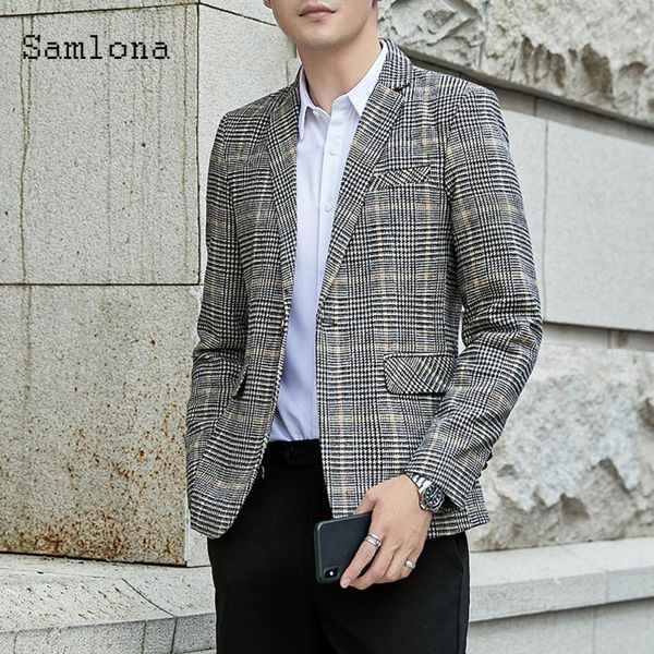 

men vinatge leisure blazers spring lapel collar retro plaid jacket single button coats autumn business blazer mens clothing 2021 men's, White;black