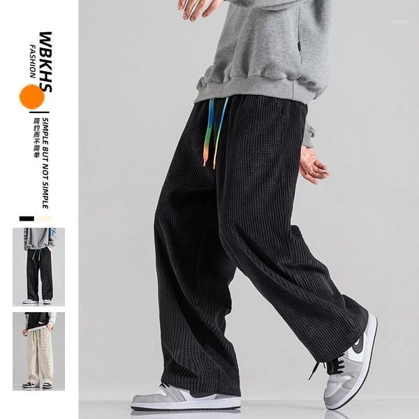 

men's pants autumn 2021 arrival fashion casual loose trousers men solid color full length, Black