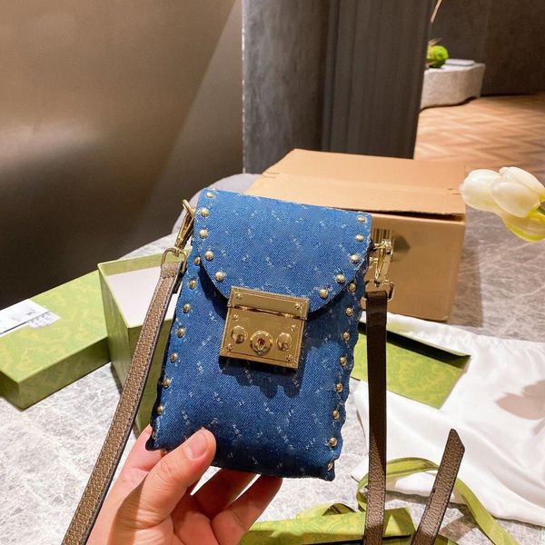 

multi pochette bag onthego mini bags gujia's rectangular mobile phone denim covered with printed small boxes, messenger riv zhouzhoubao