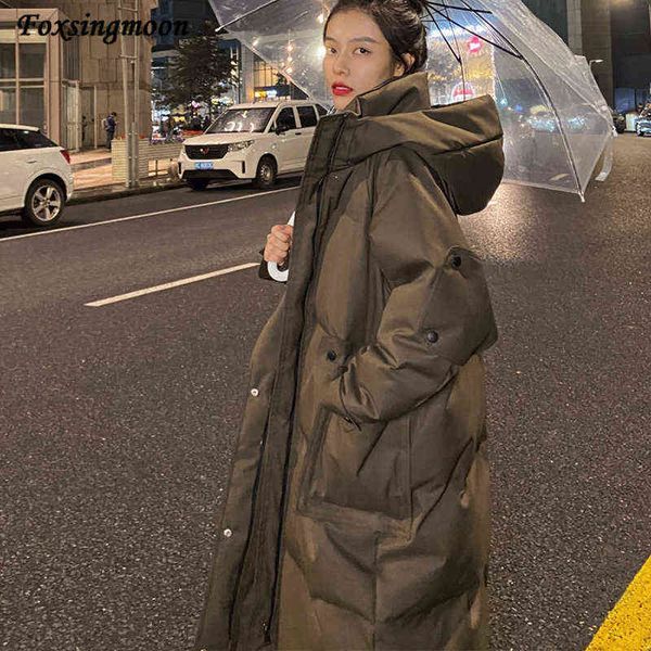 

long cotton-padded jacket women fashion coats female hooded warm padded parka down jacket winter cold protection jackets 211130, Black