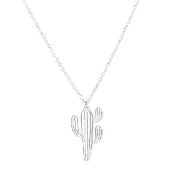 

chains sanlan 10pcs stainless steel cactus necklace nature jewelry, Silver