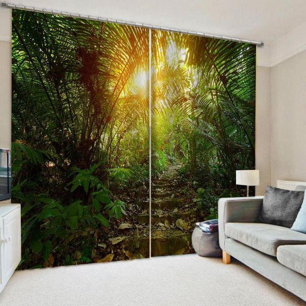 

po green scenery tree curtains 3d window for living room bedroom decoration curtain & drapes