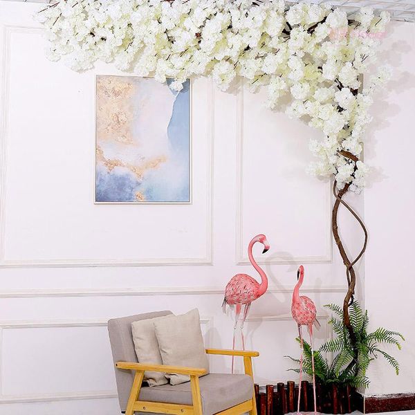 

decorative flowers & wreaths 3 fork fake cherry blossom tree flor sakura flower branch artificial silk arch wedding backdrop wall home decor