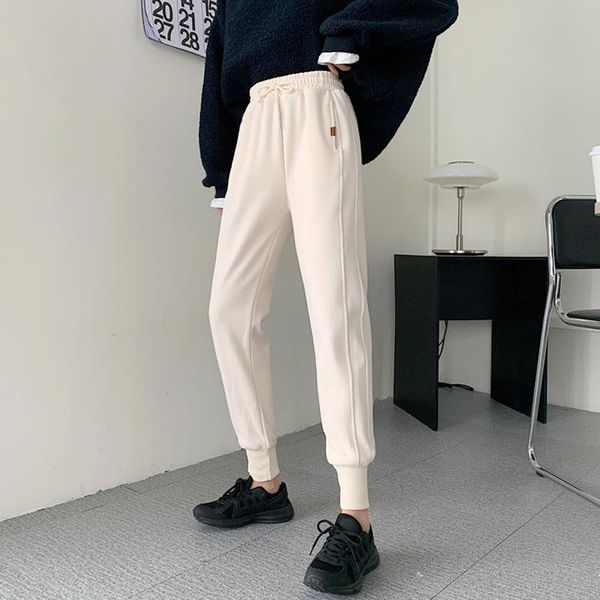 

women's pants & capris thickened plush pant clothing autumn and winter 2021 loose legged harlan casual, Black;white